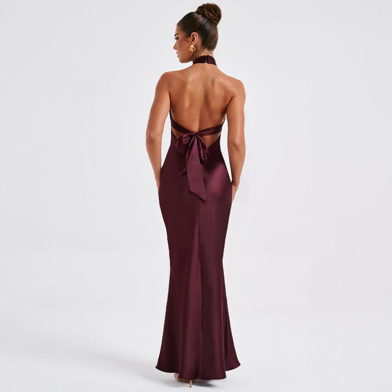 Vestido elegante sin mangas y sin espalda de moda de verano