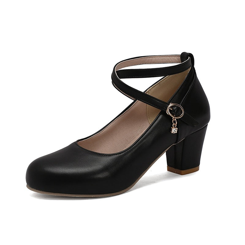 Zapatos de tacón alto y grueso, zapatos Mary Jane, zapatos de trabajo
