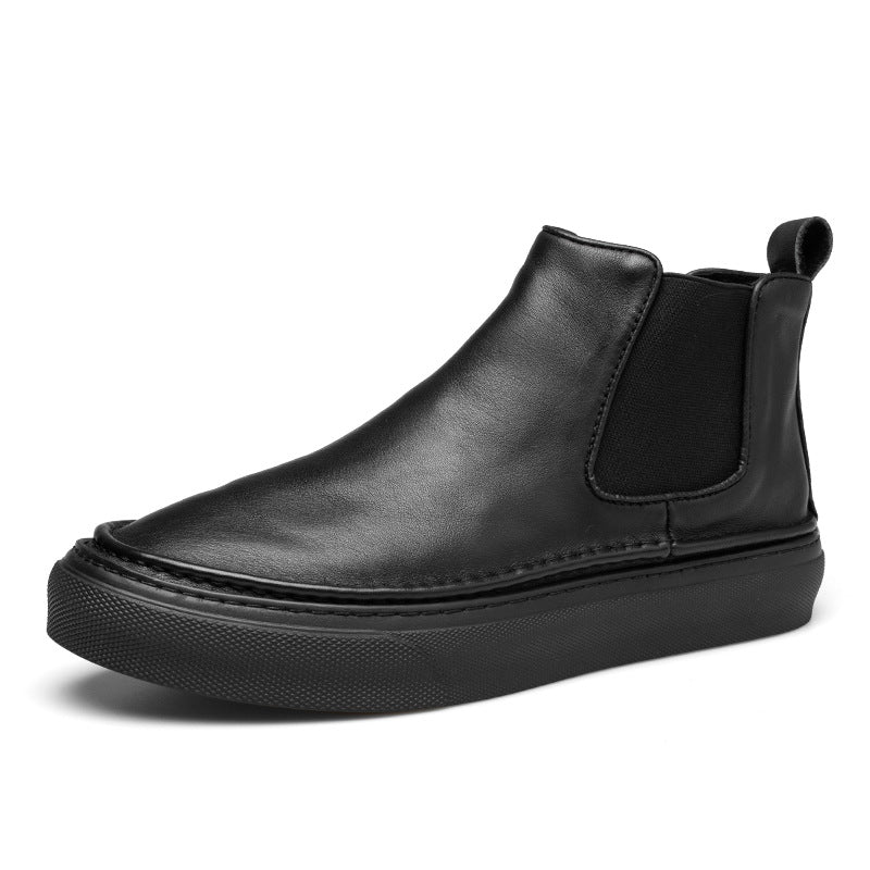 Zapatos de cuero de caña alta de estilo británico de lana para hombre
