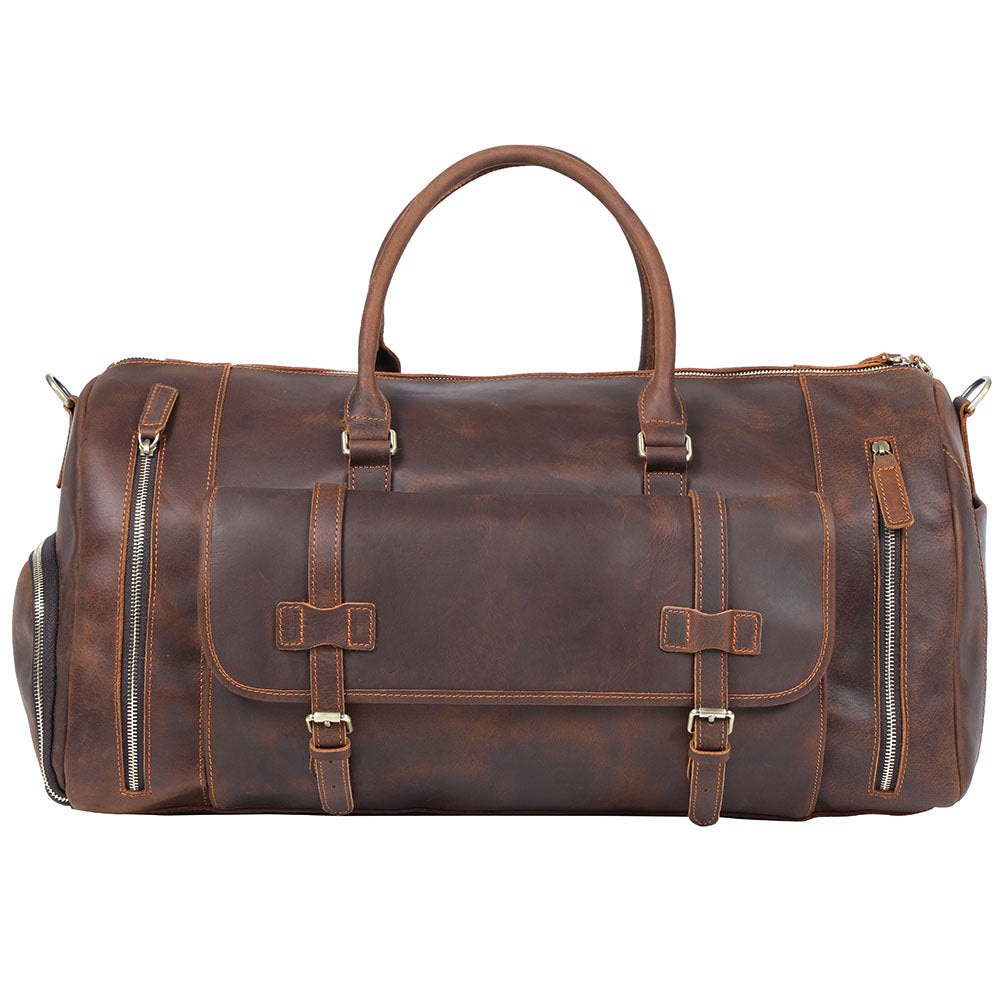 Bolso de mano de piel de vaca de primera capa, de gran capacidad, estilo retro, para hombre