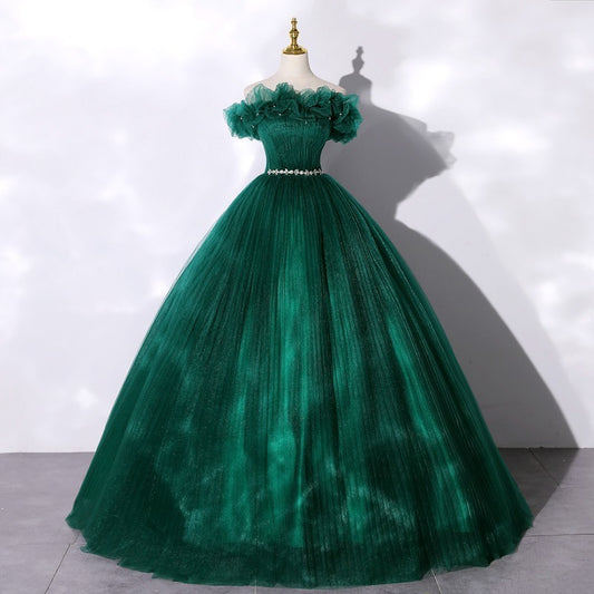 Vestido de noche con hombros descubiertos para banquetes