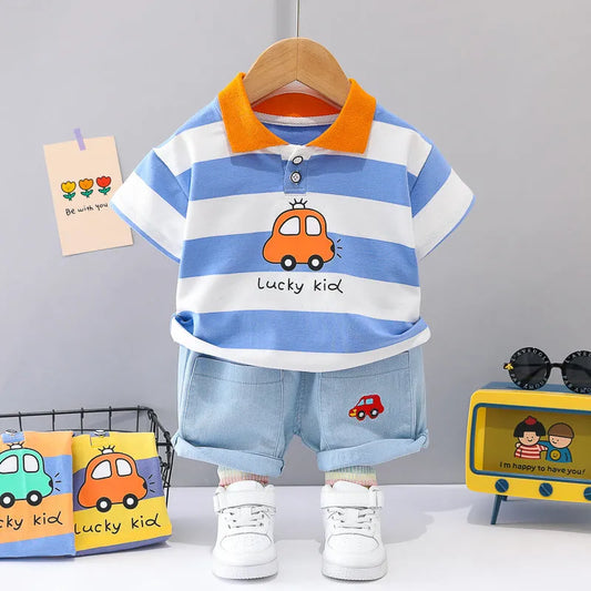 Polo de solapa de estilo coreano de manga corta de verano para niño