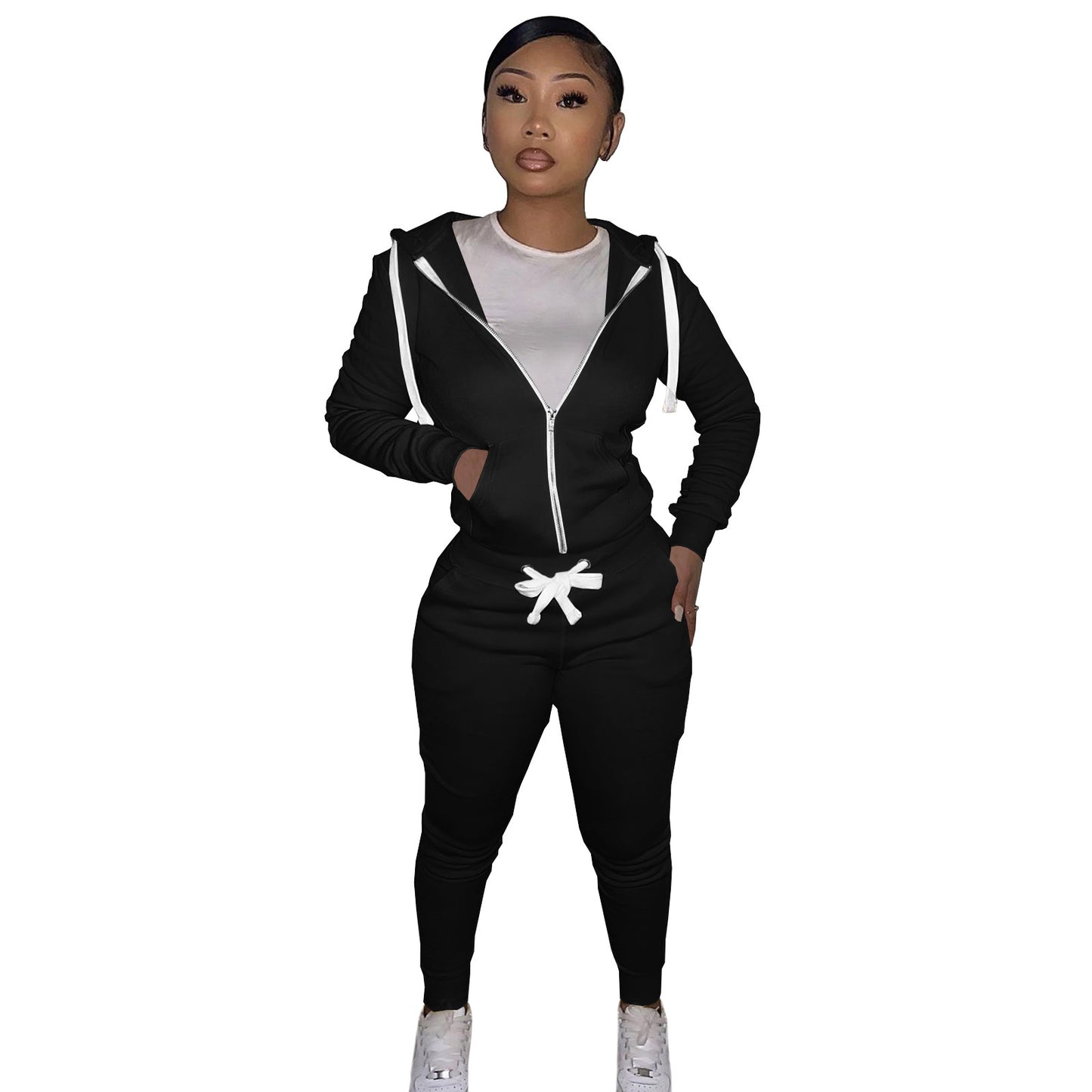 Women's Cotton Sweater Tight-fitting Two-piece Suit