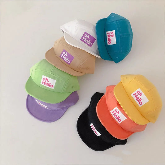 Corea del Sur con el mismo párrafo letras de goma a presión sombreros de lengua de pato de ala suave para niños