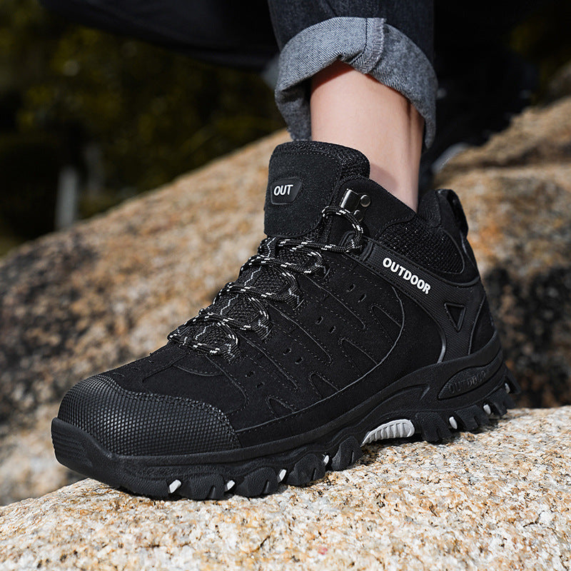 Zapatos de senderismo de talla grande para hombre, caña alta, antideslizantes, resistentes al desgaste