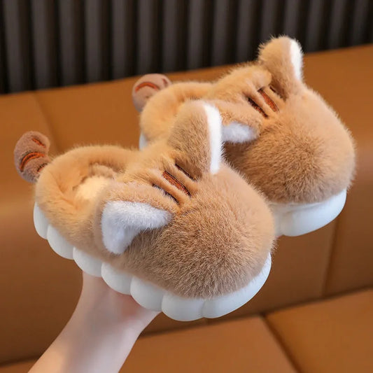 Pantuflas De Algodón Para Niños, Lindo Gatito, Resistentes Al Cálido Y Al Frío, Suela Gruesa Y Suave.