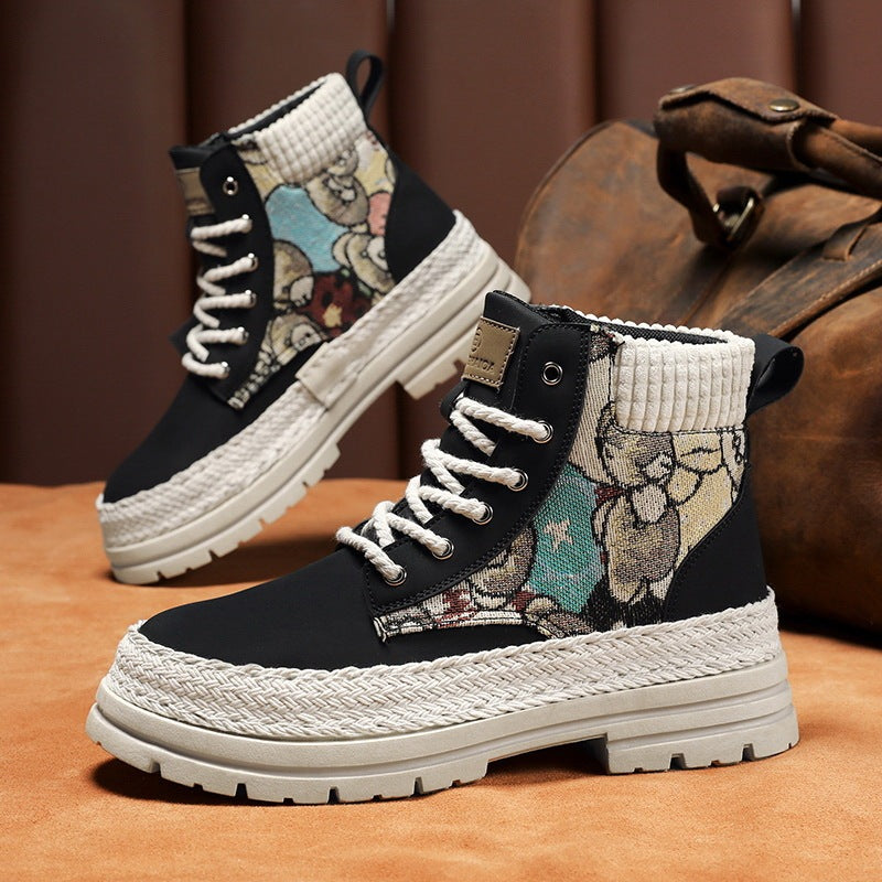 Zapatos de caña alta con botas de trabajo informales que combinan con todo para hombre