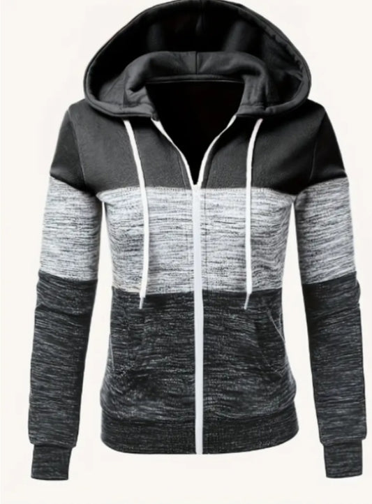 Women's Color Block Zip-Up Hoodie