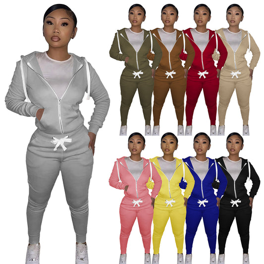 Women's Cotton Sweater Tight-fitting Two-piece Suit