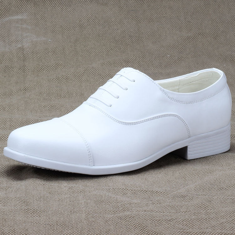 Blanco para hombre formal tacón bajo con cordones azul marino punta estrecha zapato de boda casual vestido punta redonda