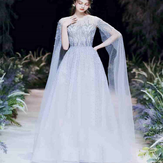 Vestido de noche de compromiso de alta gama, ligero, de lujo, para banquete de bodas femenino