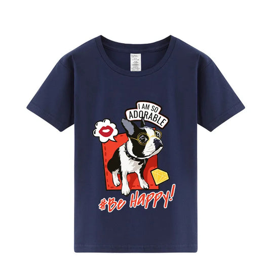 Camisa de media manga con estampado de bulldog francés lindo de verano