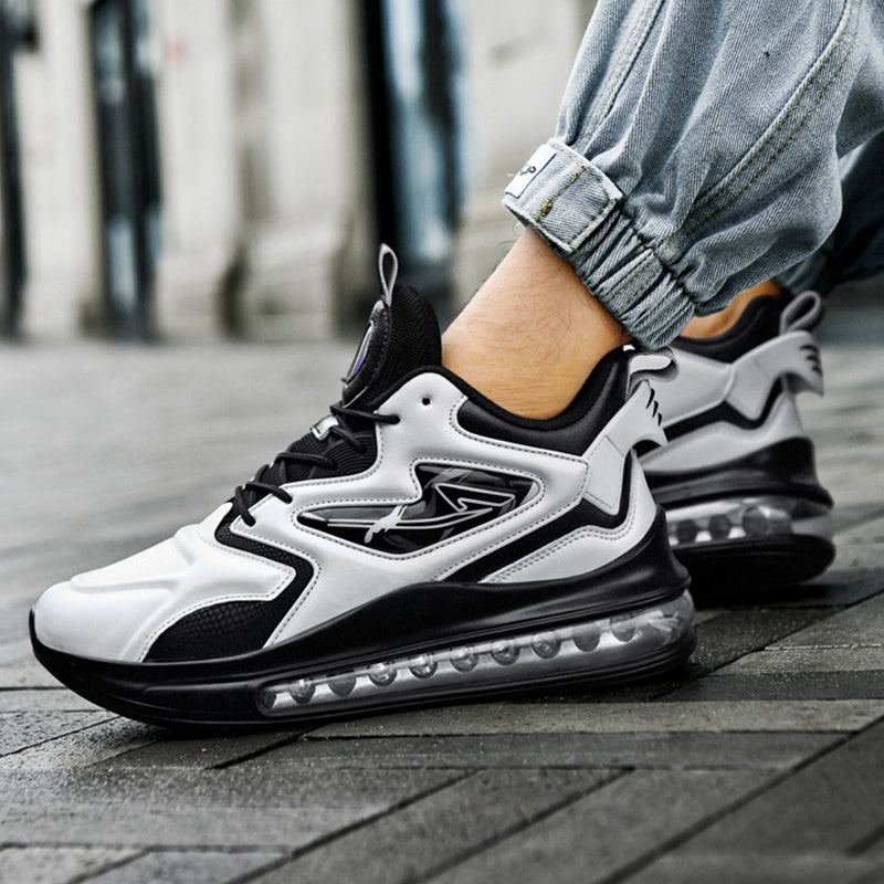Zapatillas deportivas con cordones y amortiguación de aire para hombre, ligeras, de suela gruesa, informales, a la moda, para correr
