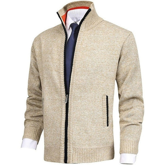 Suéter tipo cárdigan con cremallera completa y ajuste regular para hombre, suéter tipo cárdigan para suéter de punto para hombre, prendas de vestir exteriores informales 