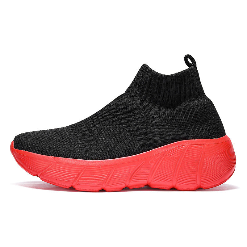 Pareja de zapatos tejidos voladores de caña alta Zapatos casuales de tendencia para hombres Slip-on