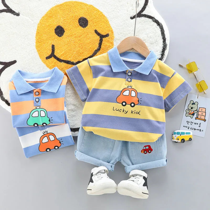 Polo de solapa de estilo coreano de manga corta de verano para niño