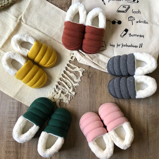 Zapatillas de algodón para niños de color caramelo, zapatos caseros interiores y exteriores, niños y niñas