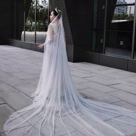 Velo de perlas para novia de lujo de la industria pesada