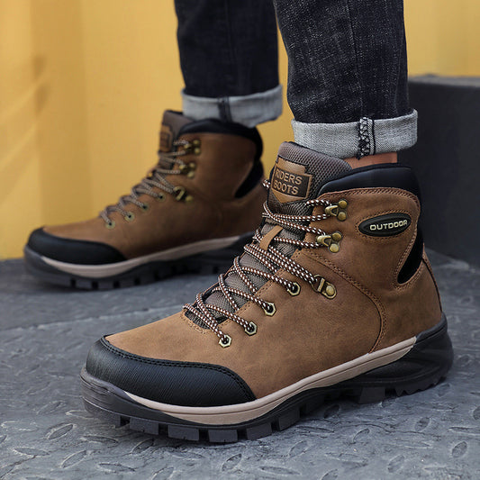 Botas altas de algodón para hombre, de invierno, de talla grande y con terciopelo para mantener el calor.