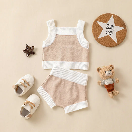 Conjunto de suéter de verano con camiseta sin mangas de moda para niños