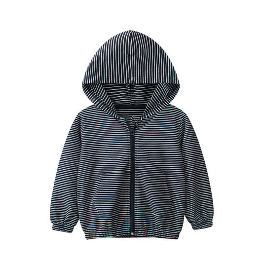 Chaqueta tipo cárdigan a rayas versátil para niño de moda