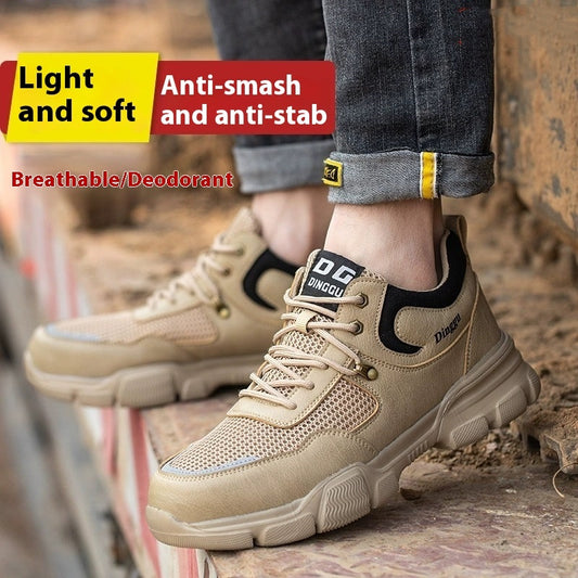 Zapatos de protección laboral para hombres, antigolpes y antiperforantes, cabeza de acero de seguridad para todas las estaciones