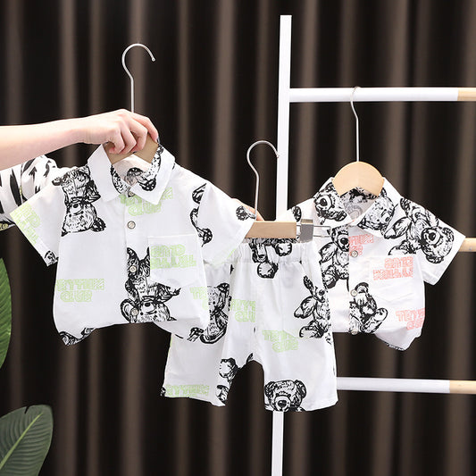 Camisa de manga corta con solapa para bebé, traje para niños, ropa ligera para niños