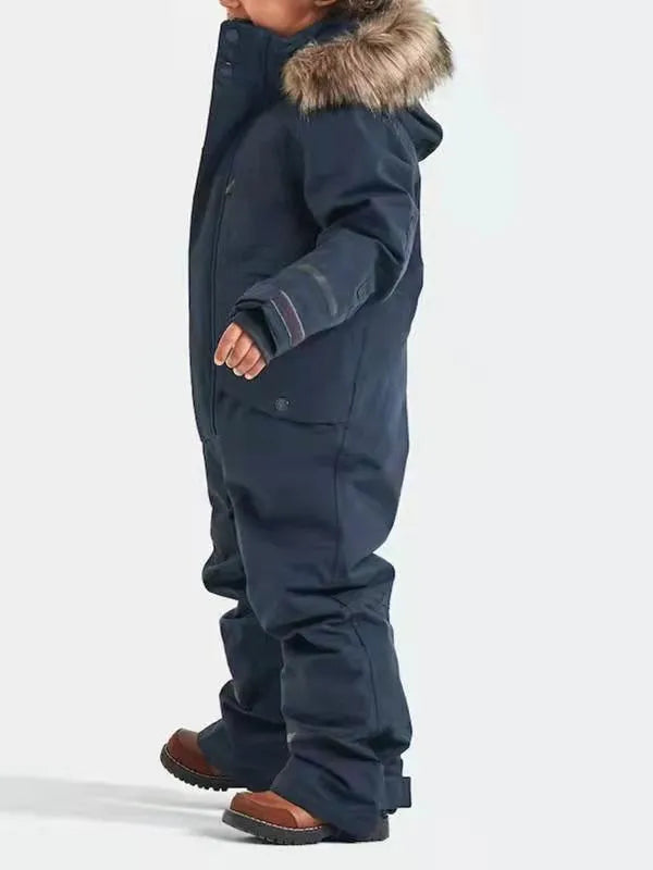 Traje de esquí de una pieza para niños, resistente al viento, impermeable, grueso, luminoso, ropa acolchada de algodón para niños y niñas