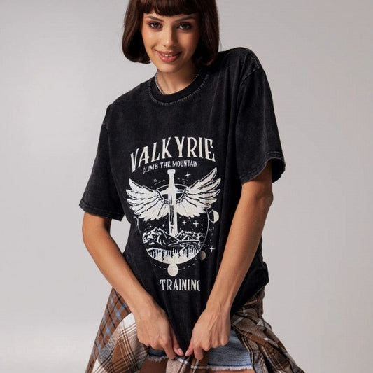 Worn Looking Washed-out Black Pure Cotton Short Sleeve