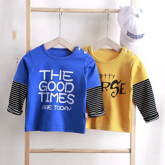 Camiseta de manga larga para niños Top individual de algodón