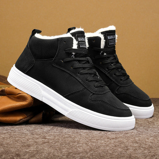 Zapatos de algodón deportivos de moda informal con forro polar cálido de invierno de talla grande para hombre