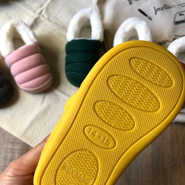 Zapatillas de algodón para niños de color caramelo, zapatos caseros interiores y exteriores, niños y niñas
