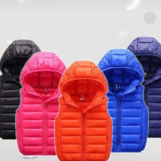 Chaleco térmico con capucha de algodón para niños Color sólido