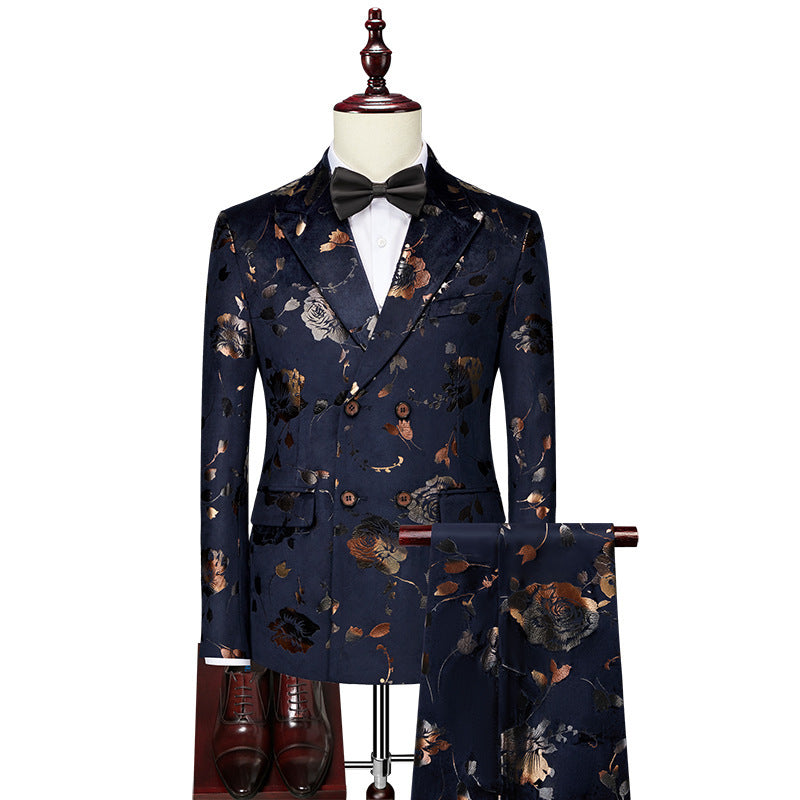 Conjunto de traje con corbata estampada creativa de negocios para hombre